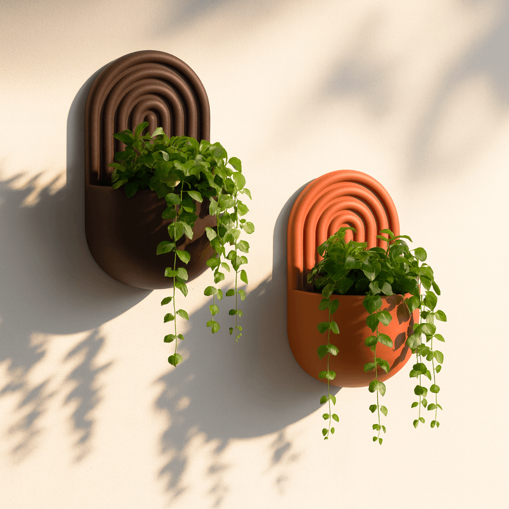 Boho Wall Mounted Planter | Modern Rainbow Design Hanging Plant Pot | Arch Plant Holder | 3d model