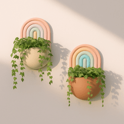 Boho Wall Mounted Planter | Modern Rainbow Design Hanging Plant Pot | Arch Plant Holder | 3d model