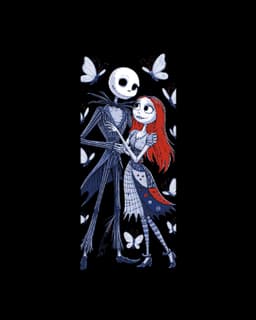 Fanart Depictions of Jack and Sally enjoying a midnight stroll among the Butterflies - Bookmarks 3d model