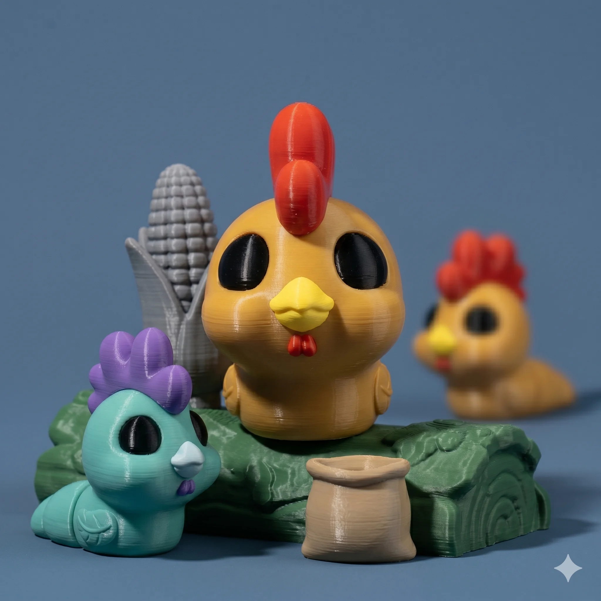 FlexiSlugs Rooster - Flexi Articulated Chibi Slug STL 3d model