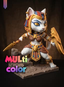 Bastet Warrior Chibi 3MF | Egyptian Multi-Color | Mini Figure 3d model
