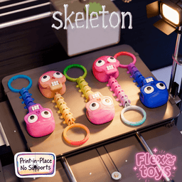 Flexi Skeleton Charm β Printable STL Keychain | Print-in-Place, No Supports, 3D Print 3d model