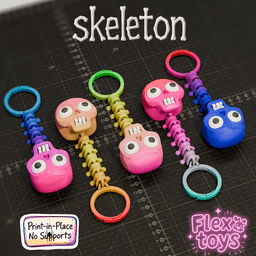 Flexi Skeleton Charm β Printable STL Keychain | Print-in-Place, No Supports, 3D Print 3d model