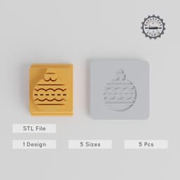 Bauble Stamp Tile Set, 5 Sizes, Perfect for Clay & Cookies, Holiday Decoration, Xmas Ornament Design, Festive Crafting PRODUCT_3483 3d model