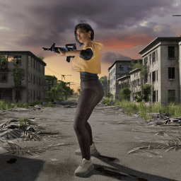 Asian Woman with Assault Rifle v2 3d model