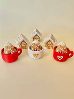 Christmas Gingerbread Frog and House Clicker Keychain Fidget Toy Bundle 3d model