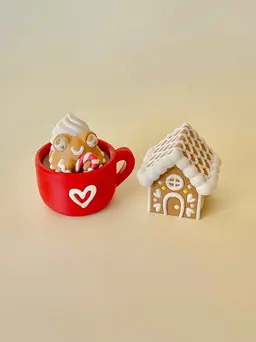 Christmas Gingerbread Frog and House Clicker Keychain Fidget Toy Bundle 3d model