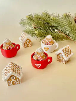 Christmas Gingerbread Frog and House Clicker Keychain Fidget Toy Bundle 3d model