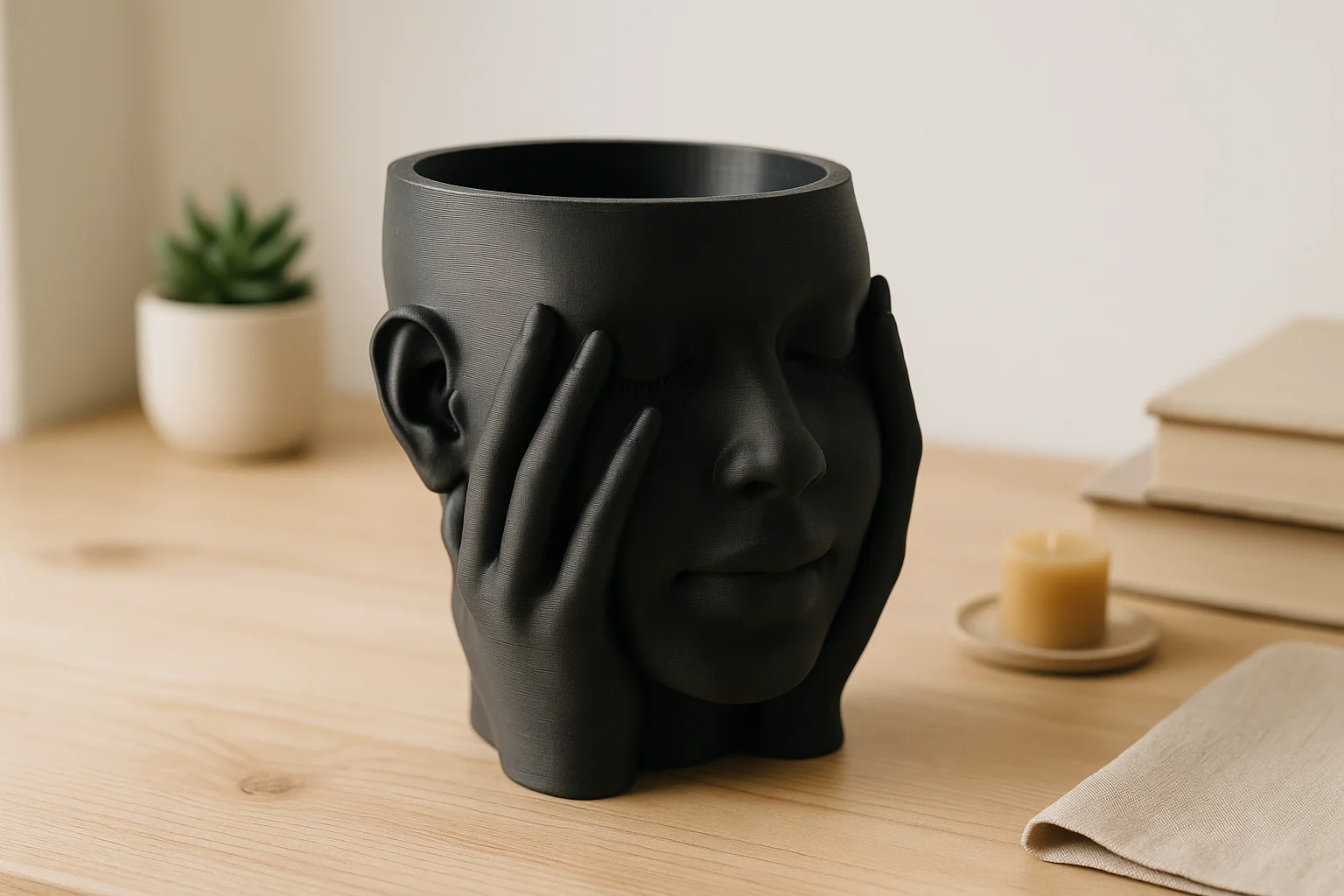 Face Pen Holder – Artistic Desktop Storage Cup 3d model