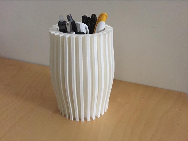Ribbed pencil holder 3d model