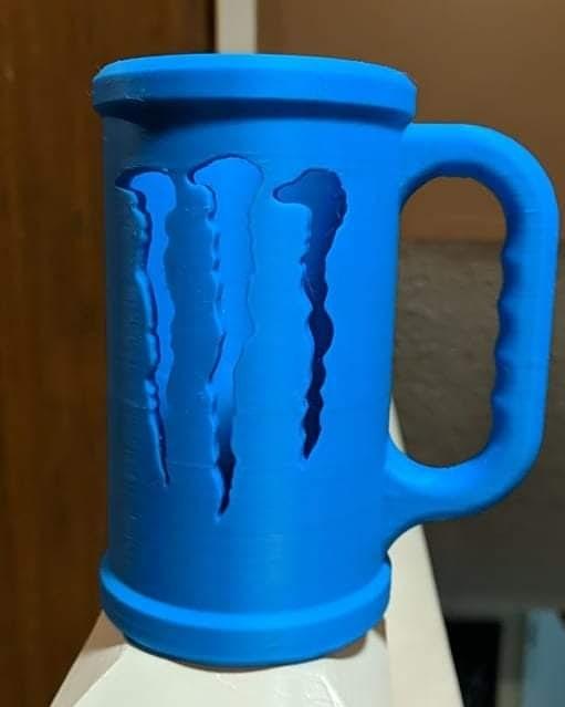 Kyle Cup V5 - NEW DESIGN - Chad Chalice - Stimulant Stein - Monster Energy Drink Can Cup - Done in Overture3d Electric Blue PLA - 3d model