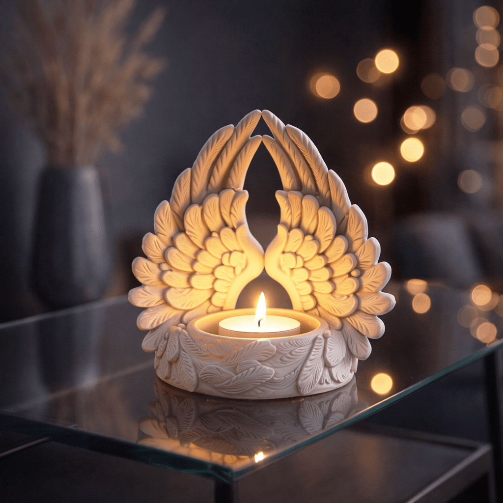 Angel Wings Candle Holder | Christmas Guardian Angel Figurine | Lucky Charm Tea Light 3d model