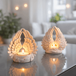 Angel Wings Candle Holder | Christmas Guardian Angel Figurine | Lucky Charm Tea Light 3d model