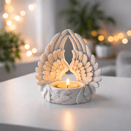 Angel Wings Candle Holder | Christmas Guardian Angel Figurine | Lucky Charm Tea Light 3d model
