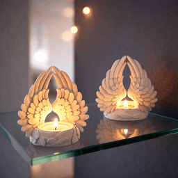 Angel Wings Candle Holder | Christmas Guardian Angel Figurine | Lucky Charm Tea Light 3d model