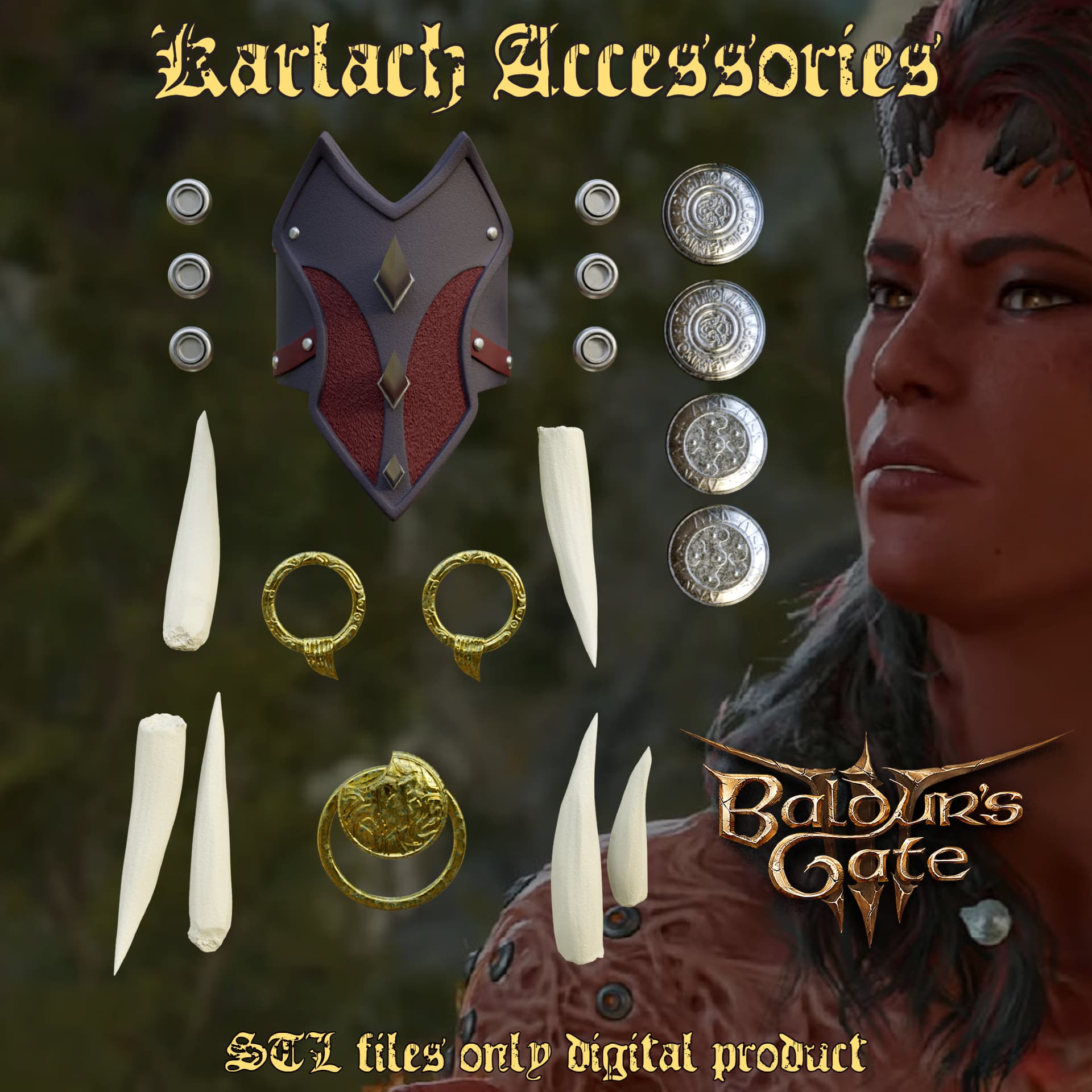 KARLACH ACCESSORIES SET BALDURS GATE 3 3d model