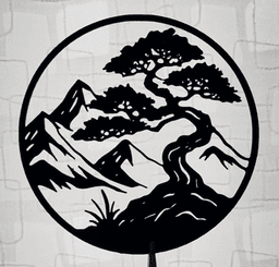 Zen Bonsai Mountains 2D Wall Art.stl 3d model