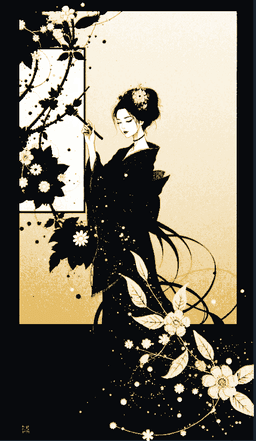 3 color art - black and gold depiction of a geisha - Hueforge art 3d model