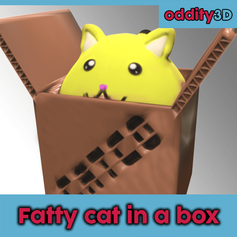 Fat Cat In a Cardboard Box 3d model