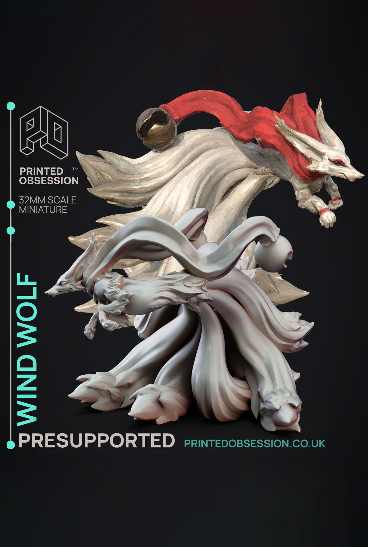 Wind Fox - Elemental Familars - PRESUPPORTED - Illustrated and Stats - 32mm scale 3d model