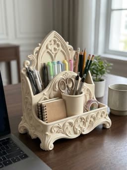 Gothic Arch Desk Organizer & Stationery Caddy 3d model