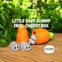Little Baby Bunny incl. Carrot Box / Articulated Flexi Fidget Toy 3d model