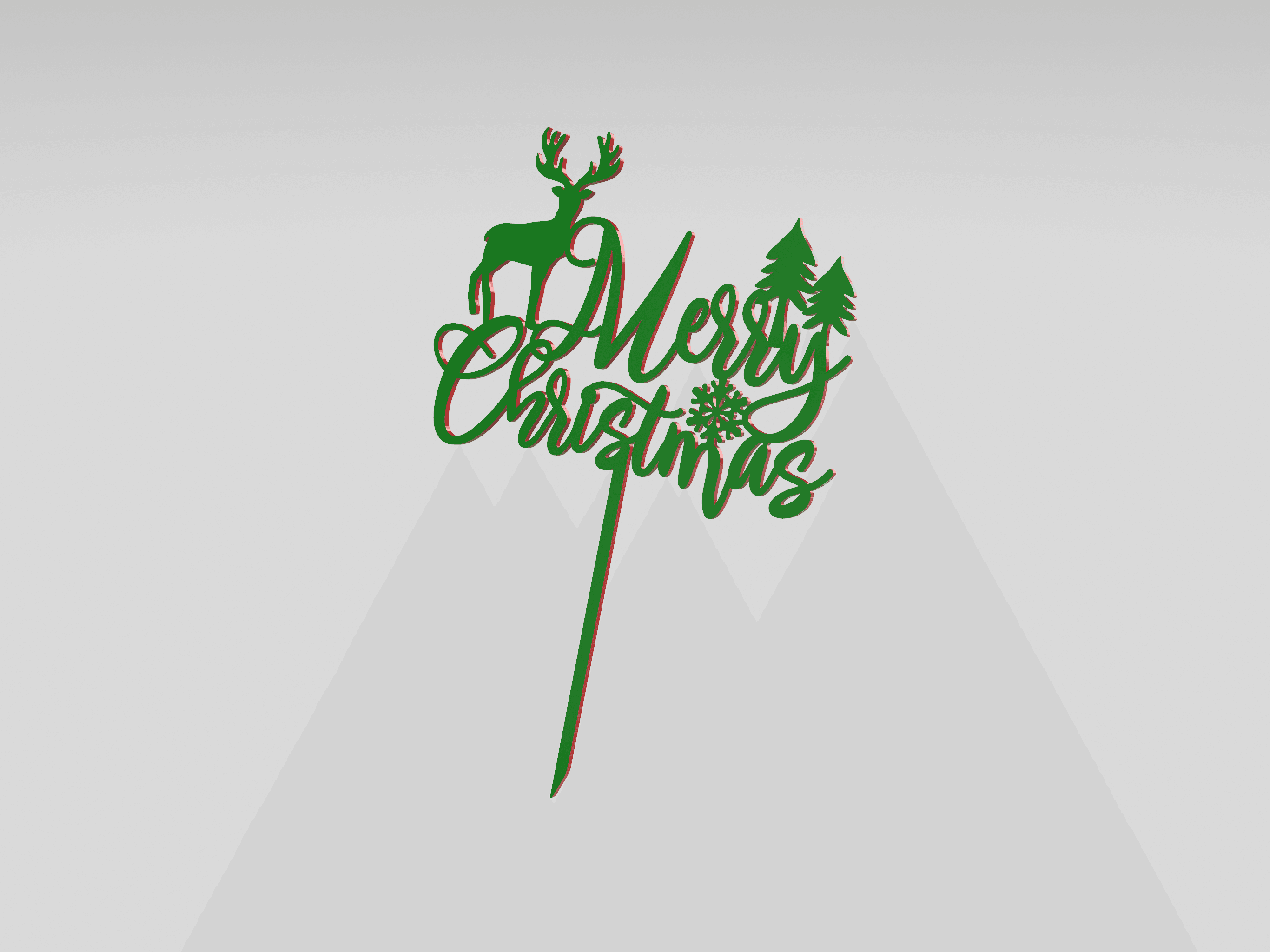 Cake Topper Merry Christmas Decoration Reindeer 3d model