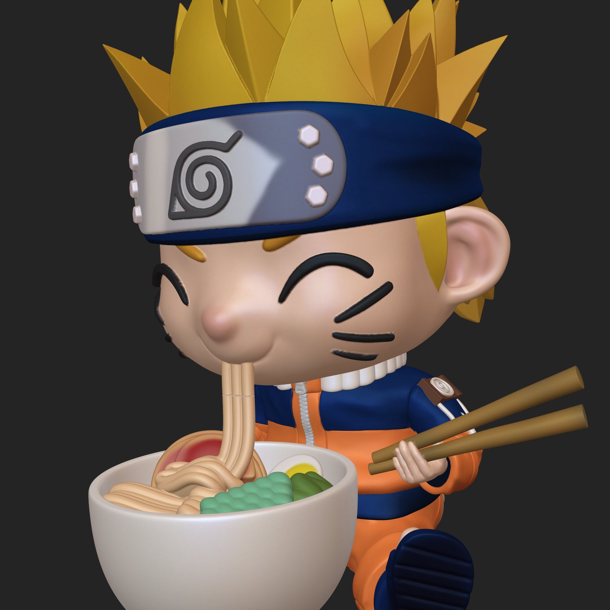 Naruto Eating Ramen 3d model