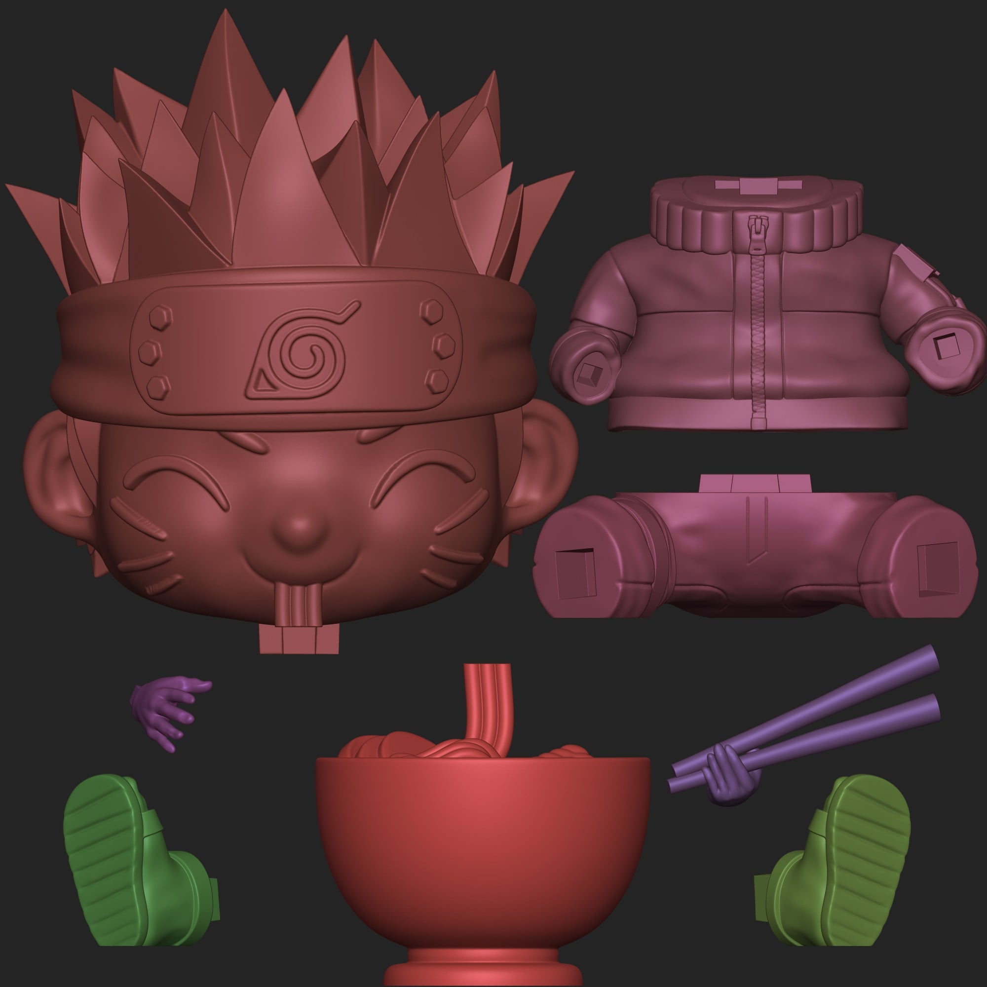 Naruto Eating Ramen 3d model