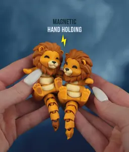Luis, the Flexi Lion - Magnetic Hand-Holding Companion 3d model