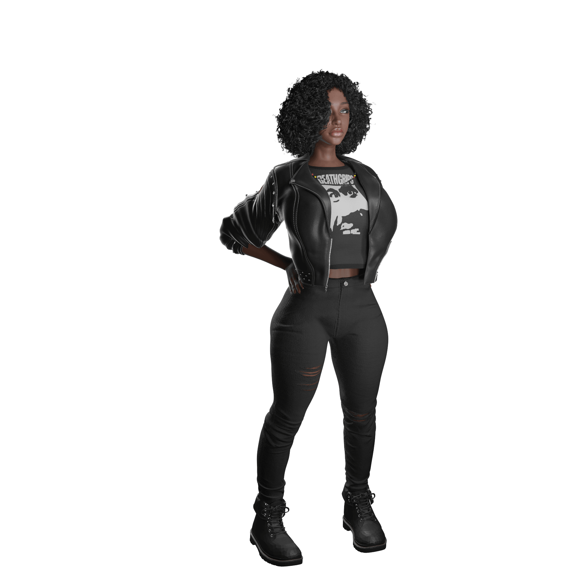 Confident Afro Woman in Modern Outfit v2 3d model