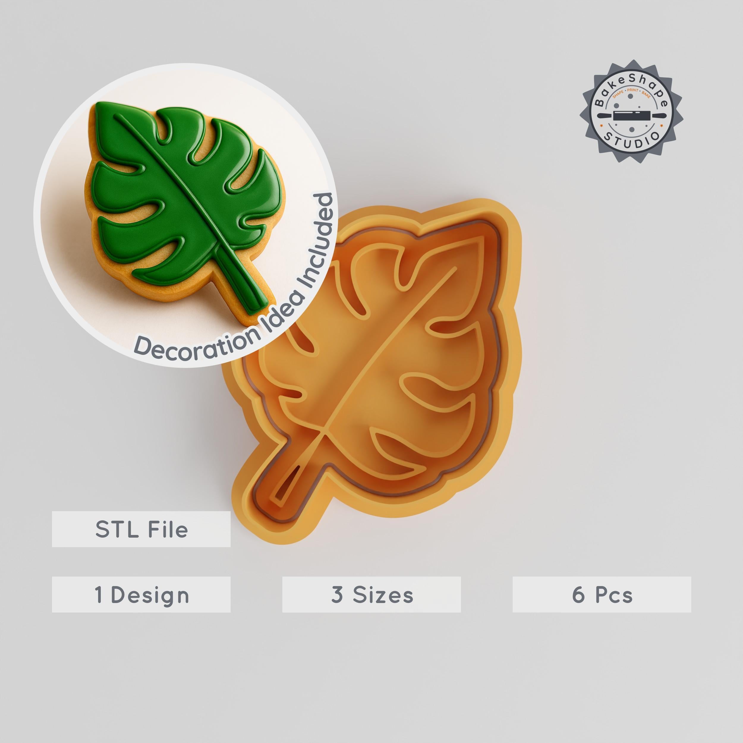 Leaf Shape Cutter & Stamp Set, Nature Plant Fondant & Cookie Decor, 6-Piece, 3 Sizes PRODUCT_1013 3d model