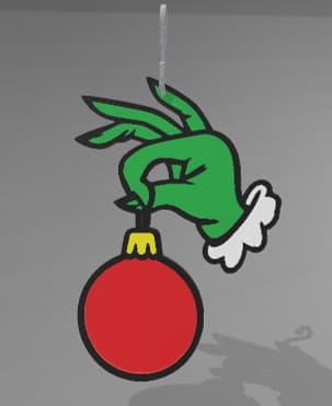 Grinch Hand Christmas Ornament 3d model
