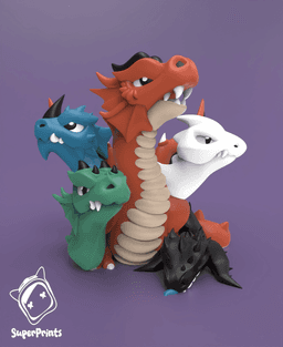 Five-Headed Dragon (Hydra) - Easy Multicolor FDM RPG Minis (No supports) 3d model
