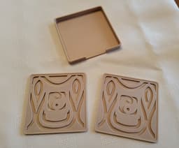 HAPPY DRAGON WOOD-FILL DRINKS COASTER SET 3d model