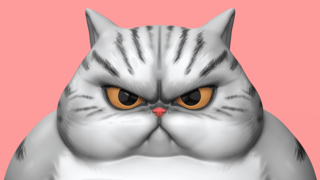 Angry Chubby Cat 3d model
