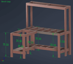 2x4 L Shaped Work Bench Cut List / 3D Printed Accessories 3d model