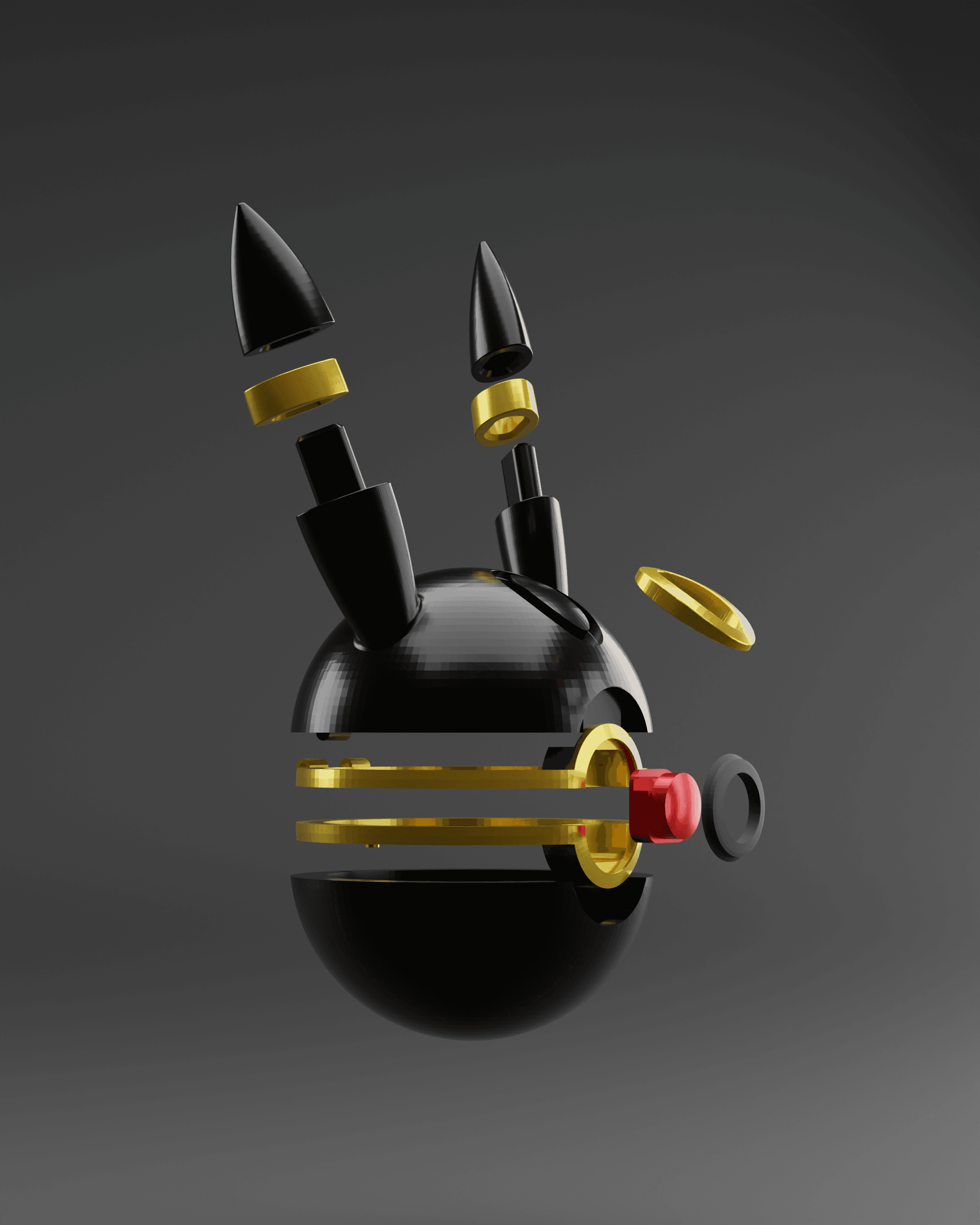 UmbreBall Umbreon Themed Opening Pokeball - Fan Art 3d model