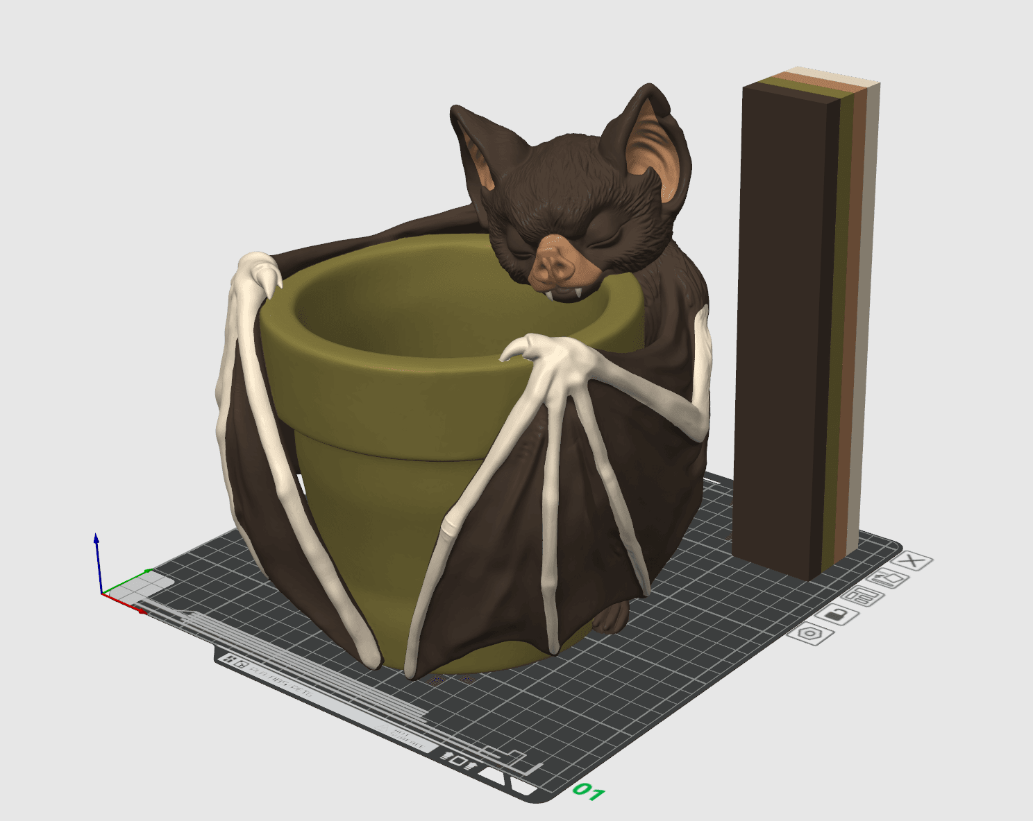 Bat Planter Pot 3MF | Gothic Decor Multi-Color | Functional 3d model