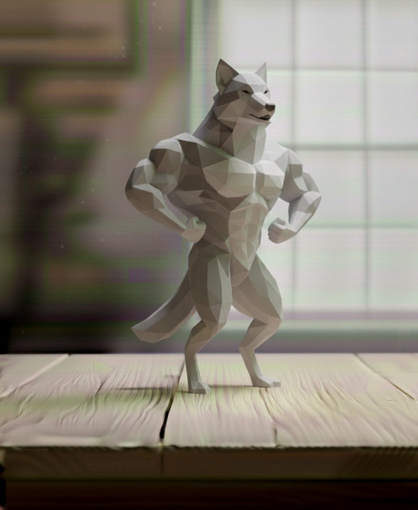 Gym wolf lowpoly 3d model