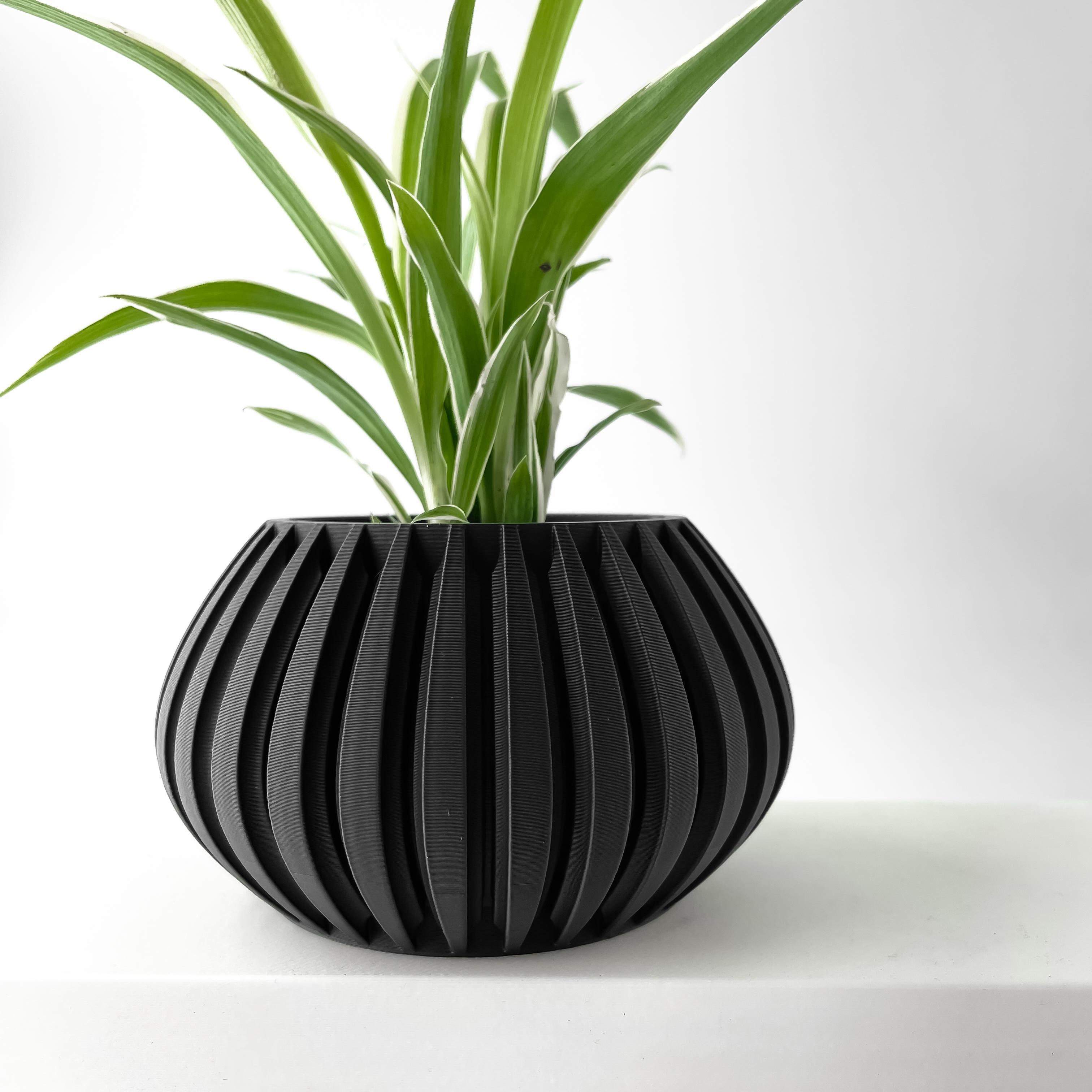 The Leno Planter Pot with Drainage Tray & Stand | Modern and Unique Home Decor for Plants 3d model