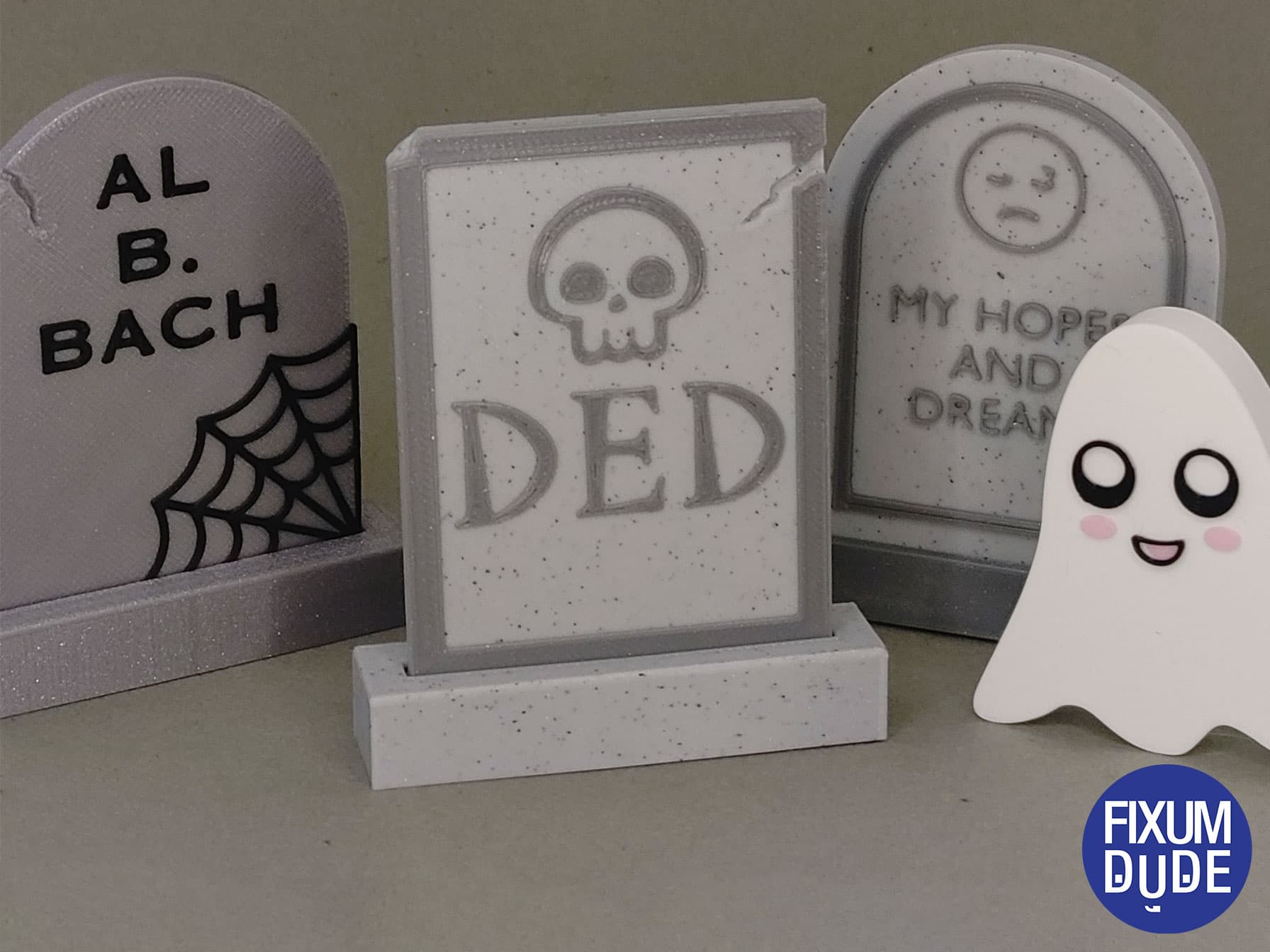 'DED' Remix of REMIX ME! Rectangular Halloween Gravestone w/ Thick Border 3d model