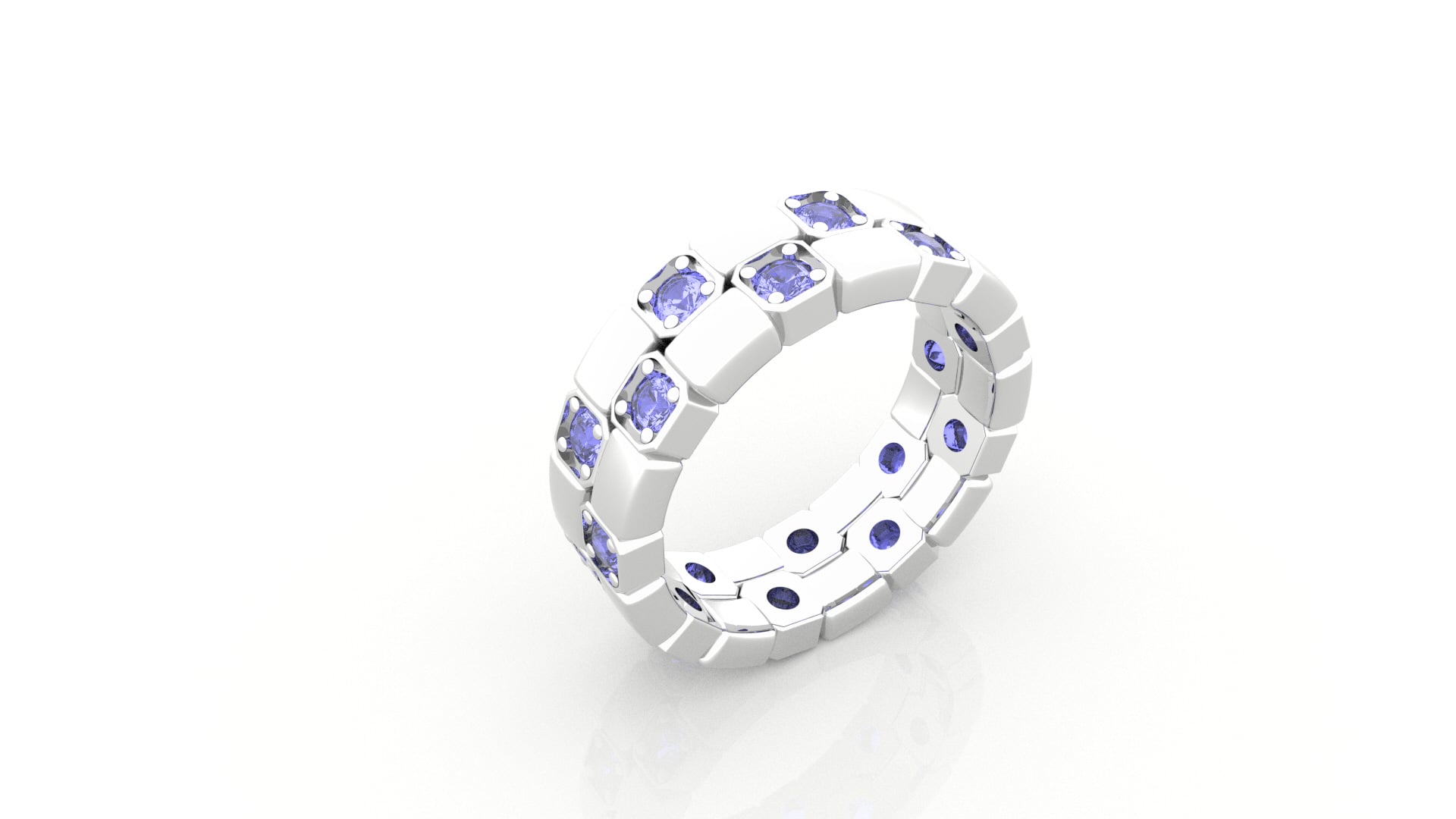 Modern Geometric Segmented Band - 2.5mm Stones 3d model