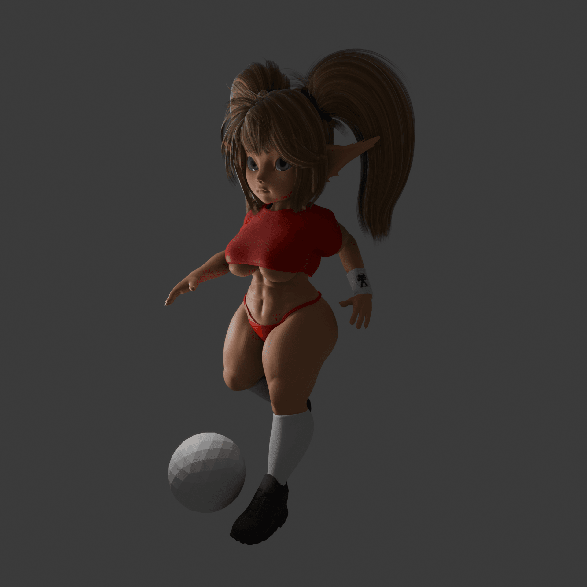 Goblin Woman Playing Soccer 3d model