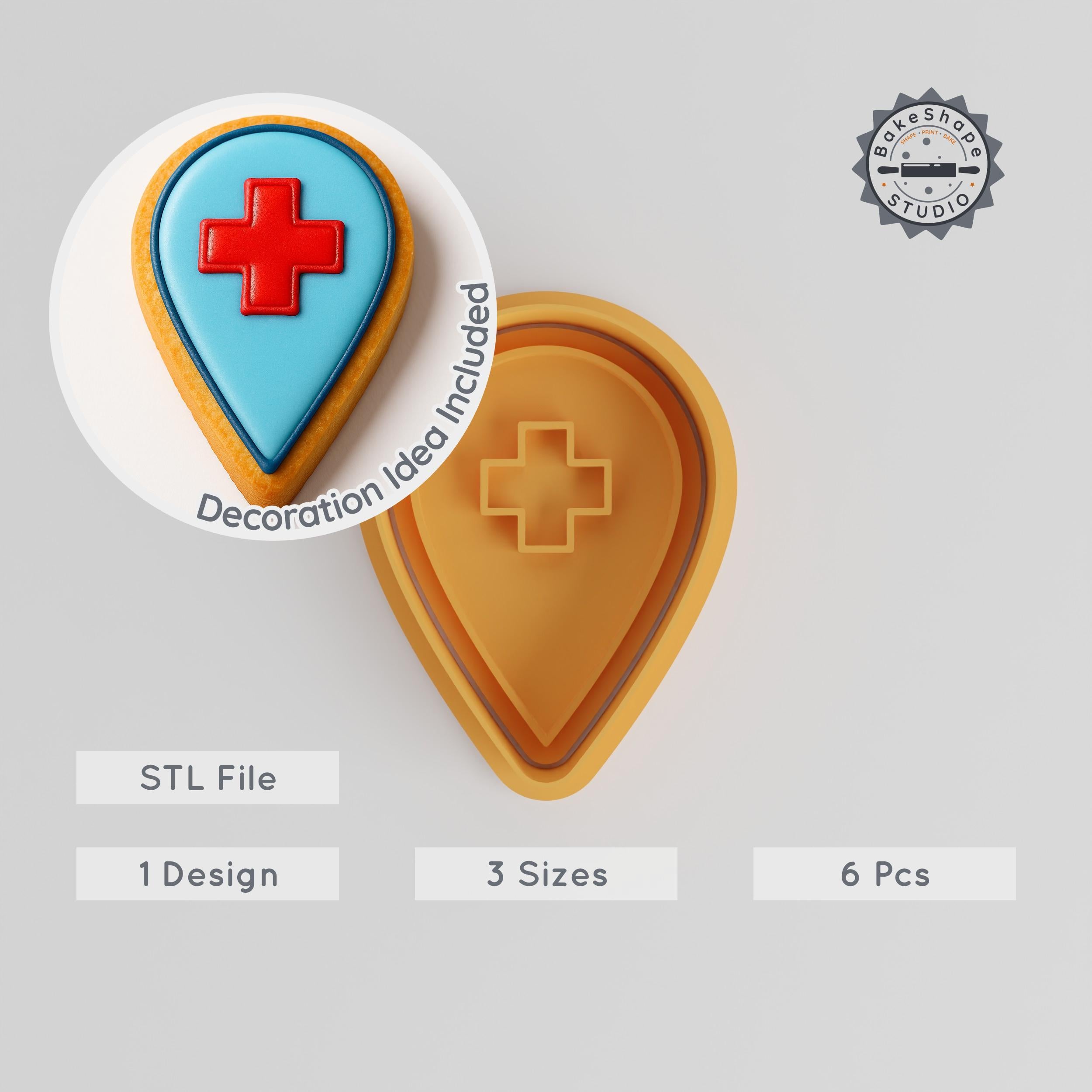 Medical Themed Cookie Cutter & Stamp Set, Perfect for Fondant, Baking, 6-Piece, S/M/L Sizes PRODUCT_509 3d model
