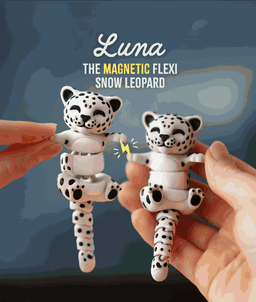 Luna the Flexi Snow Leopard - Magnetic Hand-Holding Companion 3d model