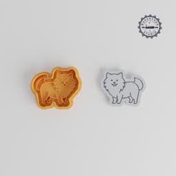 Pomeranian Cookie Cutter & Stamp Set, 3 Sizes, Fluffy Dog Mold, Pet Puppy, Cute Canine Baking Decor PRODUCT_308 3d model