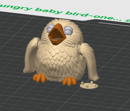 Hungry Baby Bird - Flexi Print with Apple & Worms, No Supports 3D Print STL/3MF 3d model