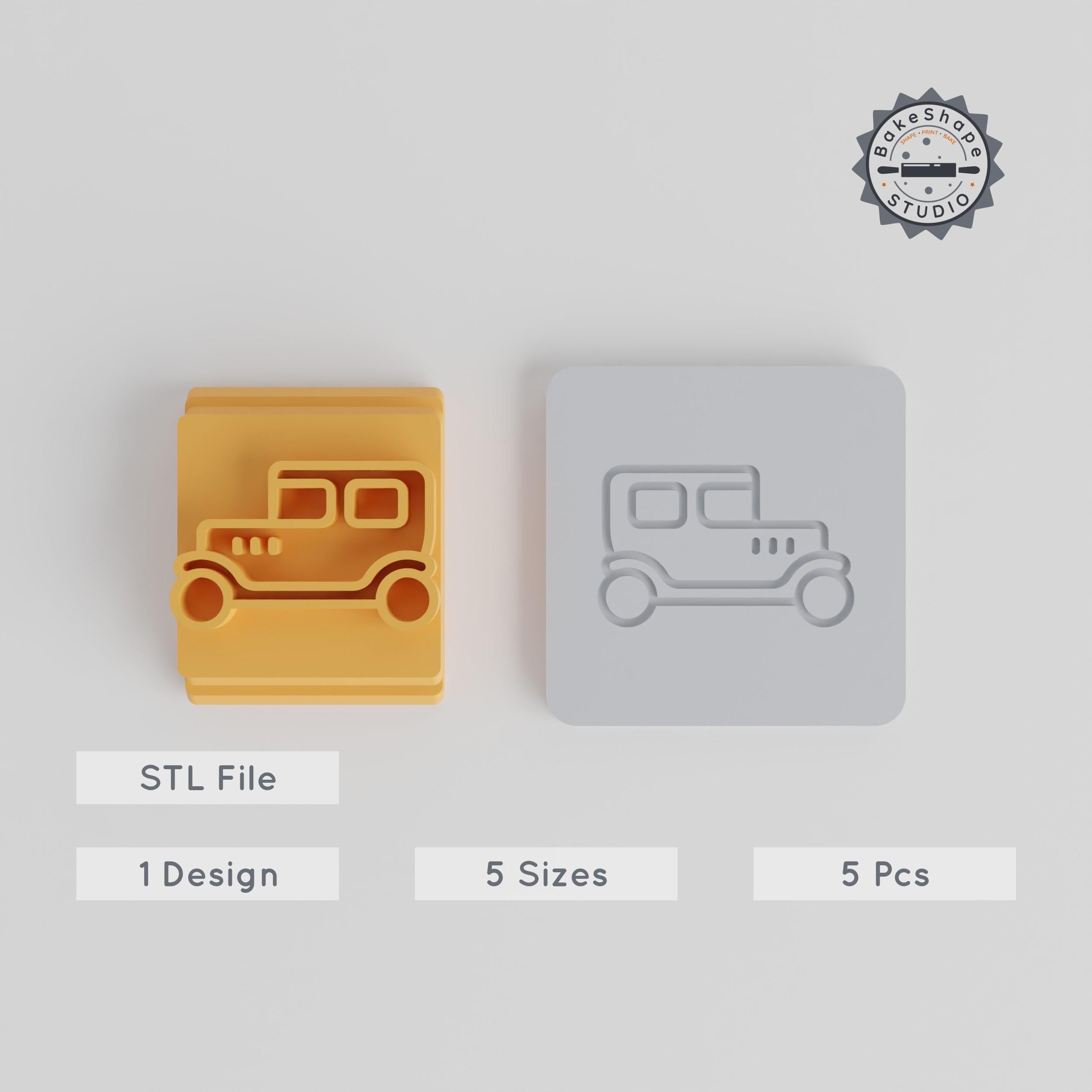 1920 Vintage Car Stamp Tile Set, Motif Sizes 20-40mm, Perfect for Clay, Cookies & Fondant PRODUCT_3291 3d model