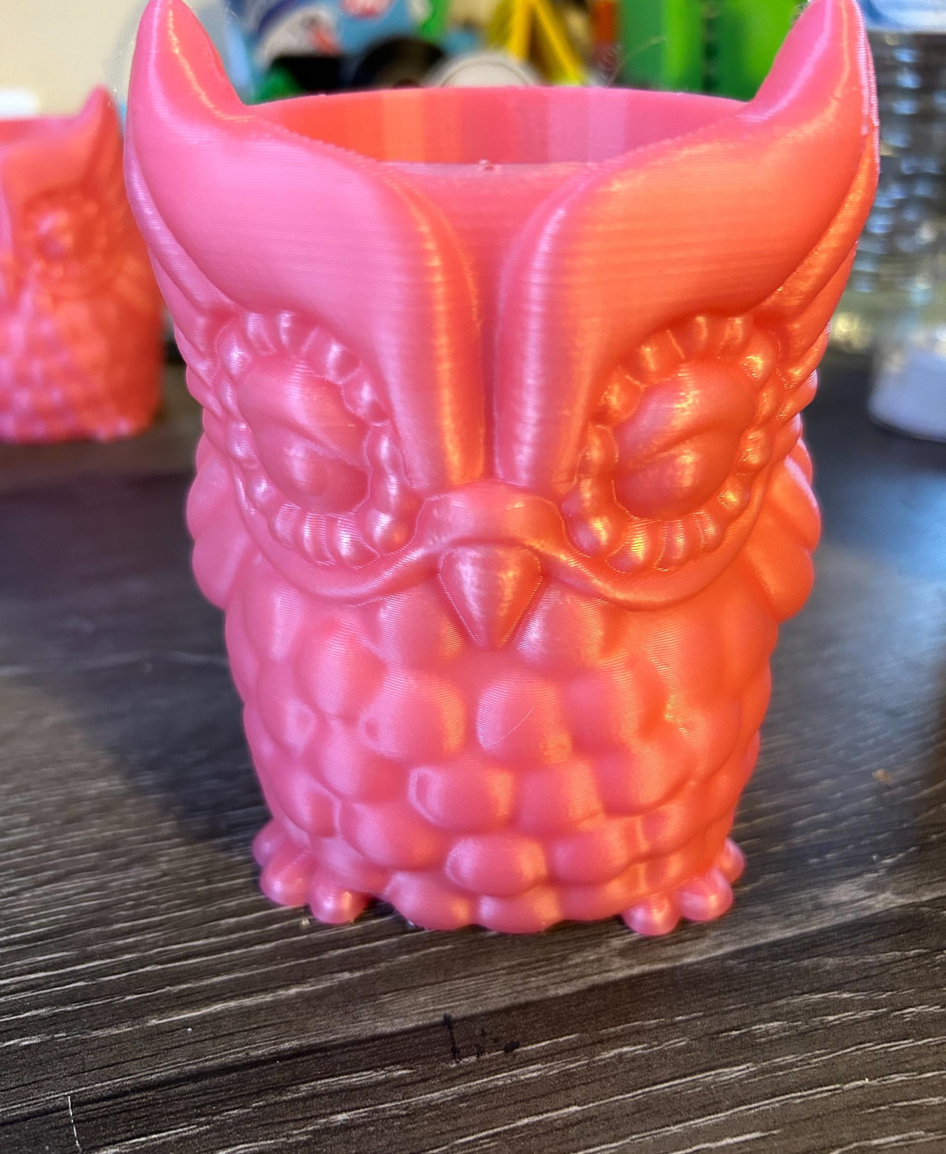 Owl Planter and Owl Pencil pot - The pencil holder. Excellent size for a busy desk. - 3d model